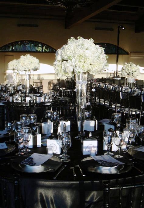 Black, White and Silver Wedding Reception Decor