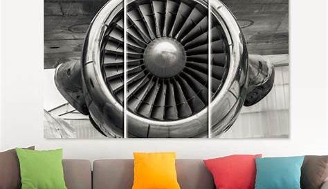 Vintage wall art of plane. Black and white photography. Living Room