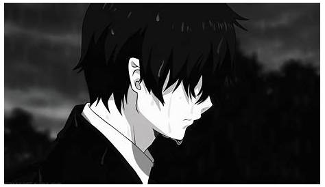 Sad Black And White Anime PFP Boy