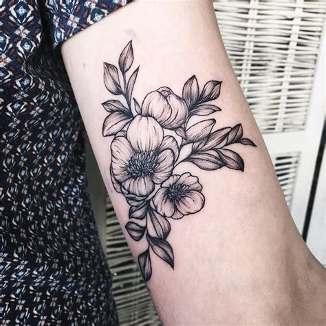 Famous Black And White Flower Tattoo Design References