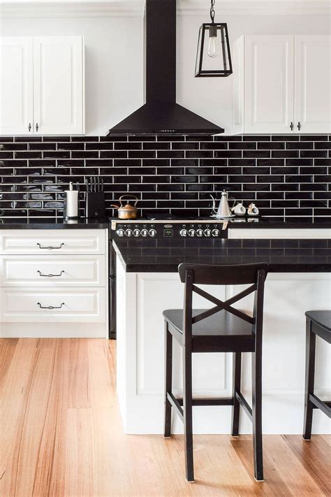 White Kitchen with Blue Gray Backsplash Tile Home, Kitchen