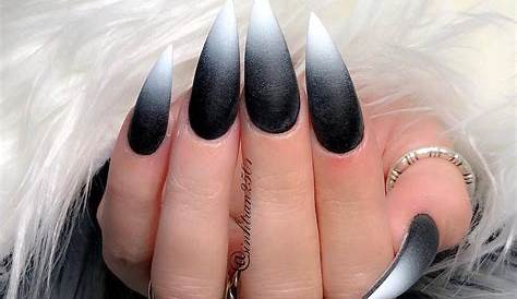 Black and white ombré stiletto nails Ombre stiletto
