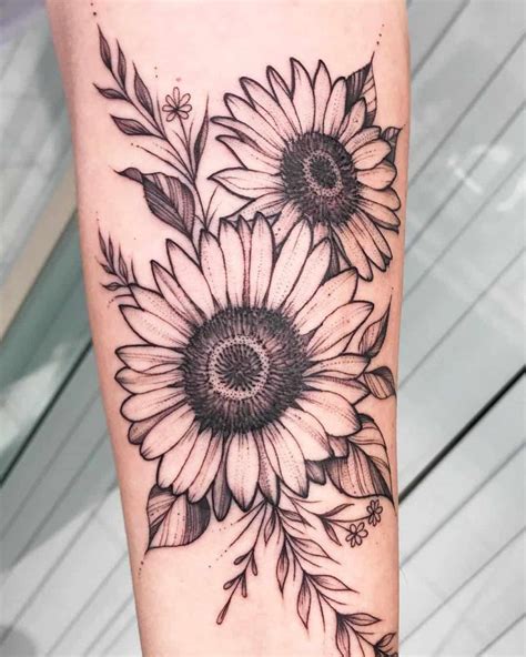 Powerful Black And White Sunflower Tattoo Designs 2023