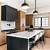 black and wood tone kitchen cabinets