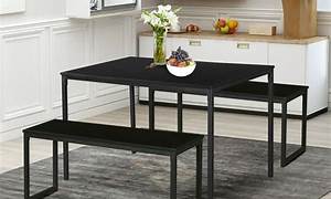 Dining Table Set With Bench, 3 Pieces Farmhouse Kitchen Table Set With