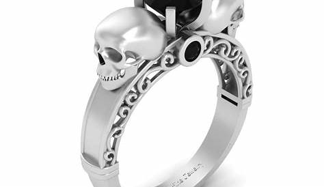 Black Rounded Diamond Skull Ring (Black) – Diamond Loops