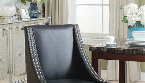 Black Dining Chairs With Silver Legs Chic Home Hayes PU Leather Modern