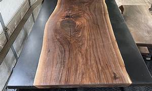 Black Epoxy Resin & Walnut Wood Slab Table Lancaster Live Edge