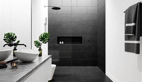 20+ Impressive Black Floor Tiles Design Ideas For Modern Bathroom