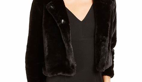 Black Fur Bolero Jacket Faux Shrug Wrap FB003_FB003_Bl