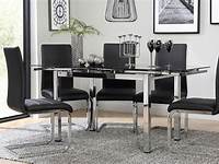Enna Black Glass Extending Dining Table and 6 Murano Chairs Furniturebox