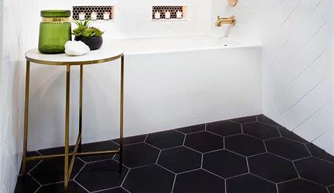Meadowmere Black 3" Hexagon Matte Ceramic Tile Tile floor, Black