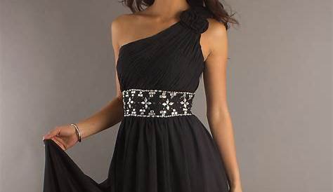 Black Homecoming Dresses One Shoulder Sparkly Short Dress With Beads