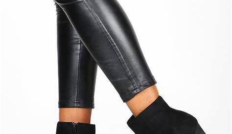 Black Leather Stiletto Ankle Boots J.Crew Denim Pointed In