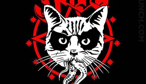 Black Metal Cat Shirt Pet s Hail Satan Occult Pentagram Style
