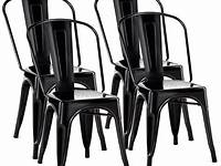 Metal Patio Chairs Set of 4 Stackable Side Dining Chair Black Walmart