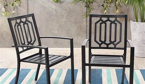 MF Studio Metal Patio Outdoor Dining Chairs Set of 2 Stackable Bistro