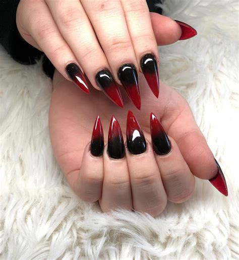Black Nails Red Tips