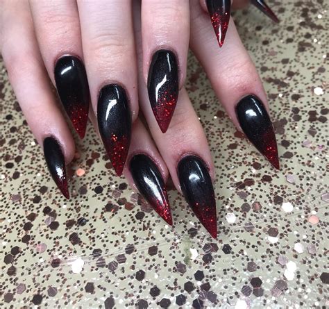 Black Nails With Red Accent