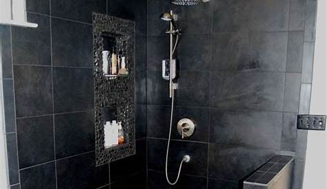 43 Stunning Black Shower Tiles Design Ideas For Bathroom | Bathroom