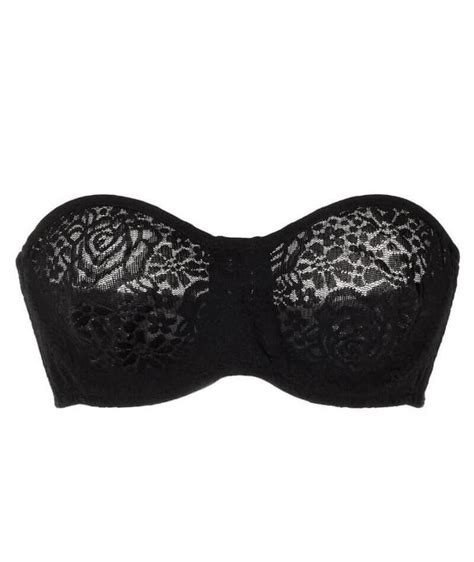 Lace plunge strapless bra Black,Grey Boux Avenue UK
