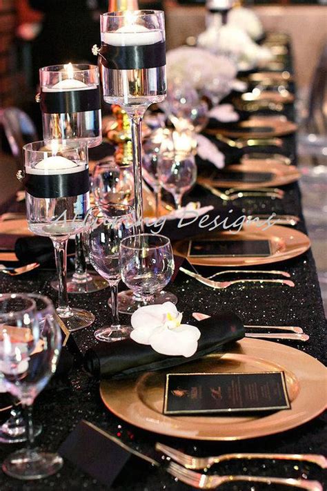 10pcs 14" x 108" Black and White Striped Table Runner For Wedding Table