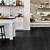 black tile flooring kitchen