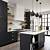 black white natural wood kitchen