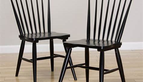 Black Wood Dining Chairs Set Of 6 Room Table 7 Piece Table