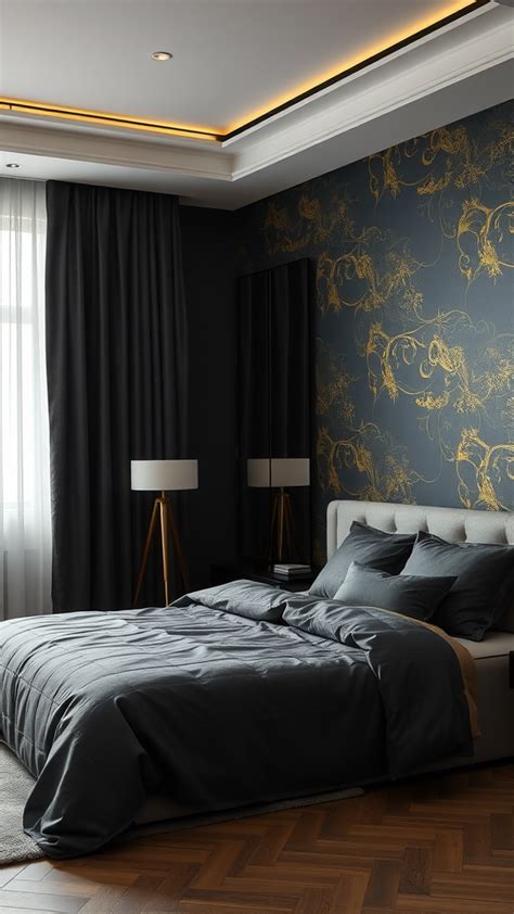 Black and Gold Bedroom Ideas Patterns
