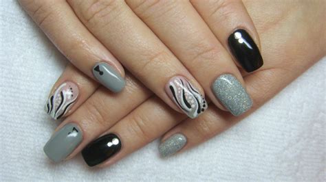 black and grey nail designs