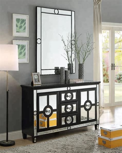 black and mirrored furniture