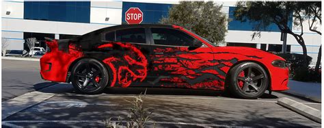 black and red car wrap