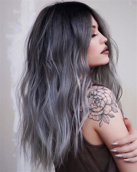 Pin by Meoo on Vanity Grey ombre hair, Black hair with highlights