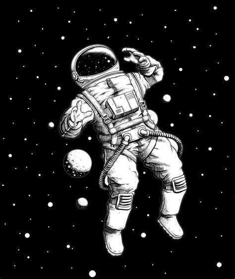 black and white astronaut drawing