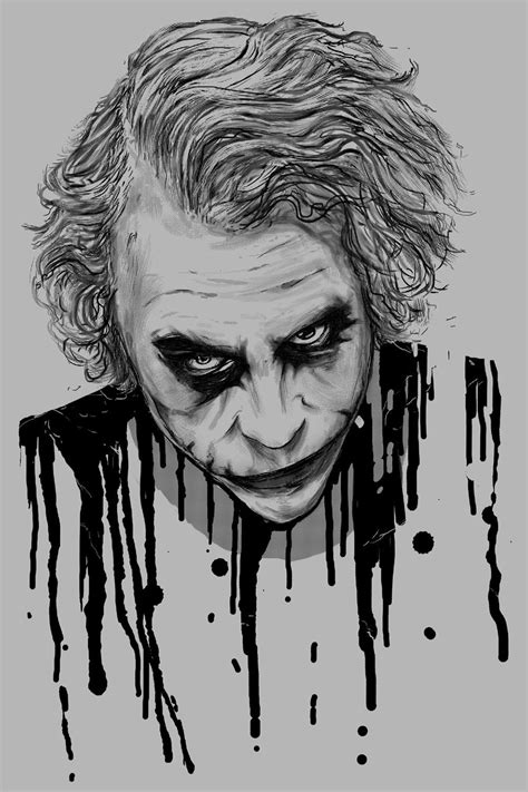 black and white drawings of the joker