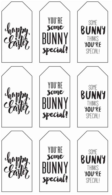 black and white happy easter tags