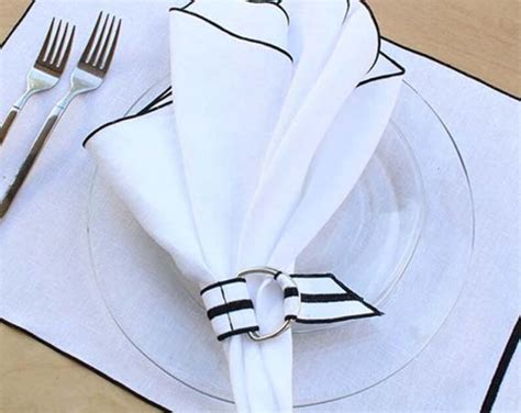 black and white linen napkins