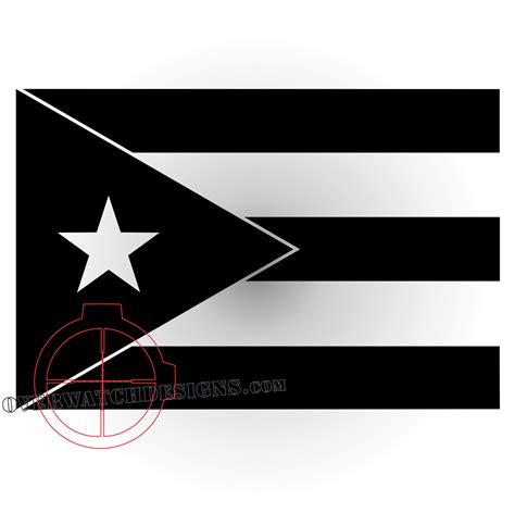 black and white puerto rican flag png