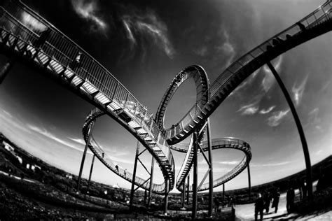 black and white roller coaster