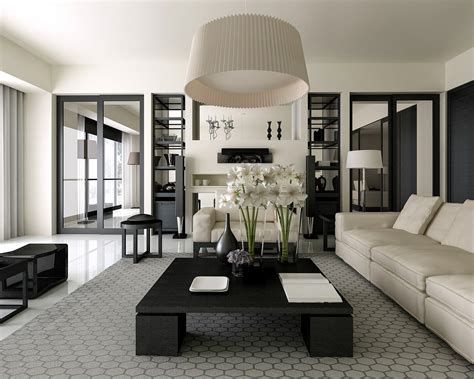 Black and white room with mixed patterns