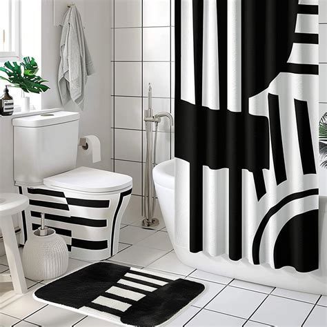 Black And White Striped Bathroom Sets