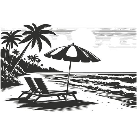Black And White Vector Beach