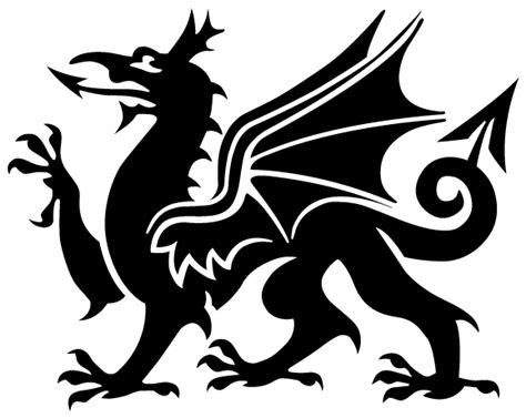 black and white welsh dragon