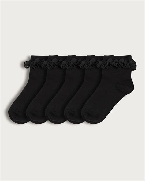Black Ankle Frilly Socks