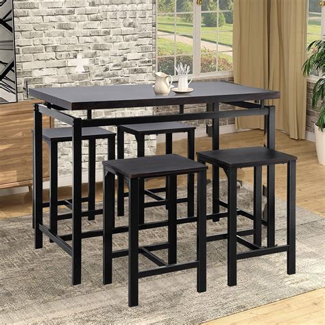 Black Bar Height Dining Table Set