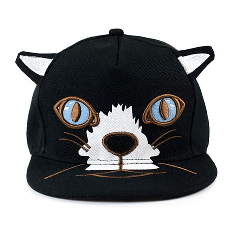 black baseball cap with cat ears