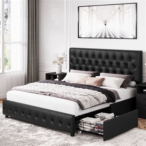 Black Bed Frame With Storage Full