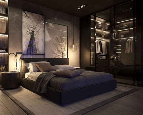 black bed in a modern bedroom