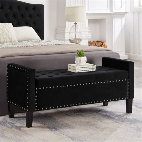 Safavieh Maiden Small Black Storage Bench The Home Depot